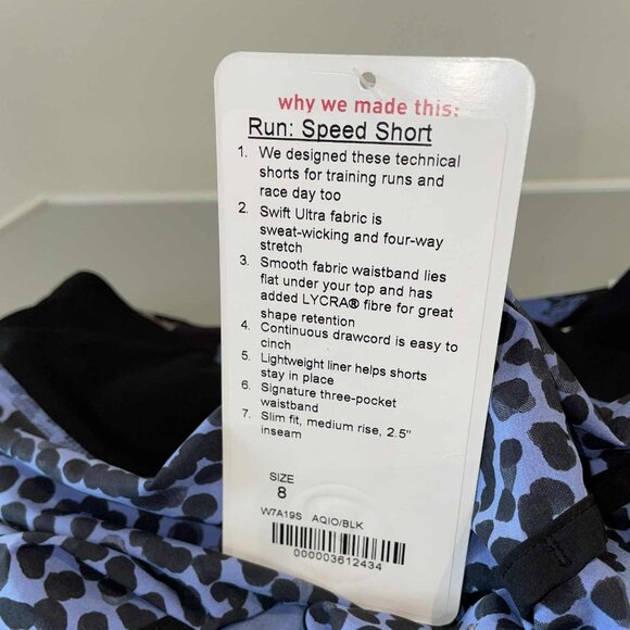 Lululemon Run: Speed Short *4-way Stretch Ace Spot Lullaby Black - Size 8 - NWT - Picture 5 of 10
